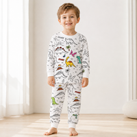 Pyjama en coton pour enfants, motif graffiti DIY, confortable, ensemble dessin animé, marque Muzhijia, en stock, directement de l'usine pour le commerce extérieur