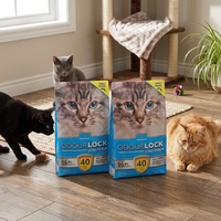 Sacs en plastique à fond plat avec fermeture éclair refermable à quatre soudures, personnalisables avec logo, prix usine OEM, pour litière pour chat