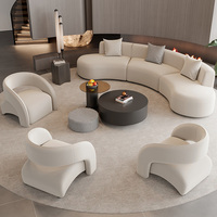 Modernes Chinesisches Creme-Stil Mondsofa Luxuriöses Stoffbezogenes Sektionalsofa Bogenförmiges Set für Kleine Wohnungen Hotel Wohnzimmer