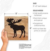 Ensemble de 3 décorations murales rustiques en bois véritable (ours, cerf, élan) pour la maison, le salon, thème chasse, chalet de montagne