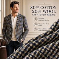 Fournisseurs de tissus – Tissu en molleton de coton teint en fil à carreaux Gingham pour costume homme printemps-automne – Échantillon gratuit – Tissu mélangé laine