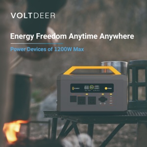 สถานีไฟฟ้าพกพา VOLTDEER 1200W สถานีสำรองไฟสำหรับตั้งแคมป์ แหล่งจ่ายไฟ E212 แบตเตอรี่ LiFeO4 รองรับการชาร์จหลายรูปแบบ - Product Image 3