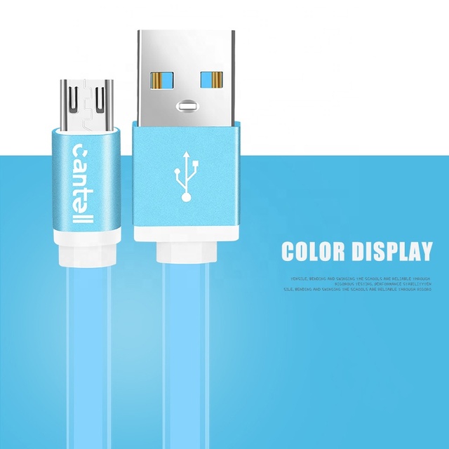 Cantell Low Price 2.4A Aluminium Alloy Android Usb Data Cable Fast Charger Flat Cable Micro Usb Charging Cable