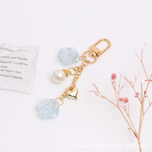 ใหม่จี้พวงกุญแจอัลลอยทำจากเรซิ่นสีสันสดใสดอกไม้มุกหัวใจอุปกรณ์ตกแต่งเคสหูฟัง - Product Image 6
