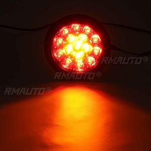 ไฟท้ายรถยนต์แบบกลม 2 ชิ้น/4 ชิ้น 12V 16 LED สีเหลืองอำพัน/สีแดง ไฟตัดหมอกหลัง ไฟเบรก ไฟวิ่ง ไฟถอยหลัง สำหรับรถบรรทุก รถพ่วง รถบรรทุกขนาดใหญ่ - Product Image 5