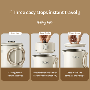 Bouilloire électrique en acier inoxydable pliable pratique, moderne, écologique, à ébullition rapide, mini bouilloire pour les voyages et l'extérieur, bouilloire ménagère - Product Image 4