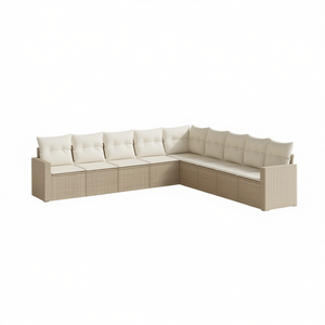 Pe Rattan Garden <b>Sofa</b> <b>Set</b> Beige 100 Polyester Cushion Outdoor Furniture Contemporary Design - Product Image 1