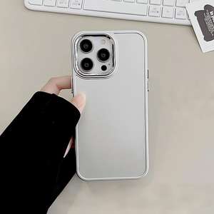Funda para Teléfono 17 Pro Max Plateada Electrochapada, Estilo Metálico con Marco para Fotos, Compatible con iPhone 11, 12, 15, Funda Suave - Product Image 1
