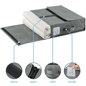 Organisateur de draps pliable avec fermeture éclair pour draps Queen ou King, housses de couette, organisateur de placard pour literie, vêtements, serviettes - Product Image 3