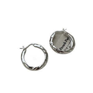 S925 Sterling <b>Silver</b> Korean Style Heavy Buckle Earrings Simple Texture Fashion <b>Hoop</b> Design Wholesale - Product Image 3