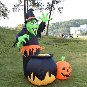 Outdoor <b>Halloween</b> Blow Ups Holiday Party Decoration 6FT <b>Inflatable</b> Witch with Tank Built-in LED Light - Product Image 3