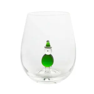 Gobelet créatif de verre à vin, en verre, avec bonhomme de neige 3D à l'intérieur, 1 pièce, cadeau de noël
