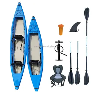 Alta calidad Oem Odm Drop Stitch Kayak 2 personas grano de madera Kayak dos válvulas sin tubo para adultos Unisex con 2 años de garantía