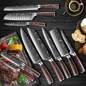 Juego de cuchillos de cocina, incluye Chef, rebanador, pan, utilidad, cuchillo de pelar, acero inoxidable de alto carbono, 5 uds.