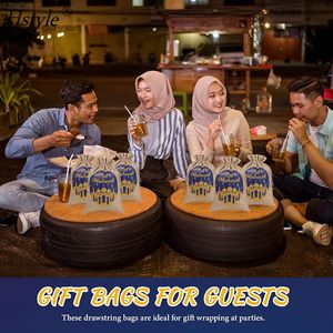 Différentes tailles de toile de jute rustique musulman Eid Ramadan Mubarak sacs-cadeaux Eid Mubarak sac à cordon avec motif de <span class=keywords><strong>château</strong></span> étoile de lune HS1627 - Product Image 4