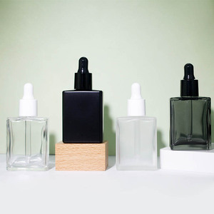 LK Model Perfume 15ml 30ml 50ml Square Clear Frosted Glass Dropper <b>Bottles</b> with Crown Cap - Product Image 3