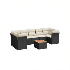 Black Pe <b>Rattan</b> Garden <b>Sofa</b> Set Outdoor Furniture 6 Seater Contemporary Design UV Resistant Garden Set - Product Image 1