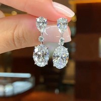 CAOSHI Haute Qualité Goutte D'eau Ovale Cristal Cubique Zircone Charme Boucles D'oreilles Pour La Mariée Femmes Bijoux De Mariage CZ Pendentif Boucles D'oreilles