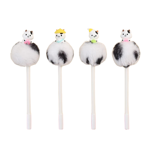 ปากกาลูกลื่นปากกาขนวัวสีดำและสีขาวน่ารัก - Product Image 3