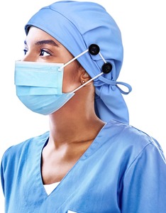 Casquette de travail ajustable doublée satin avec lien élastique et boutons, bandeau anti-transpiration et attache-ficelle fonctionnelle pour queue de cheval pour femme - Product Image 6