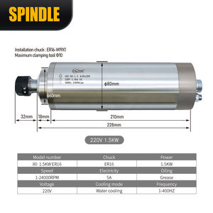 220V 380V husillo de torno 80mm 1.5kw husillo agua fría 24000RPM ER16 recoger 1.5KW CNC husillo Kit - Product Image 3
