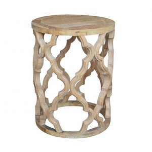 Mesa Auxiliar Hoolnn HL232 de Estilo Rústico Francés, Hecha a Mano con Madera Sólida de Olmo Reciclado, para Sala de Estar, Hotel u Hogar - Product Image 4