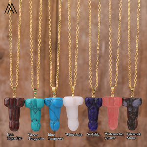 Collar de pene de cristal dorado, joyería colgante de moda para fiesta, boda, piedras preciosas curativas, Reiki, Chakra, energía, Phallus, gargantillas - Product Image 5
