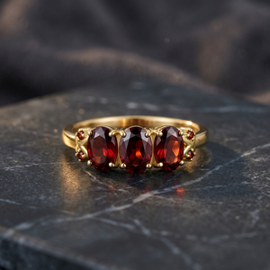 Gourik Brilliant Cut Natural <b>Garnet</b> Red Diamond Gold Plated 925 <b>Silver</b> Multi Stone <b>Ring</b> Engagement Anniversary Gift Women's Fine - Product Image 3