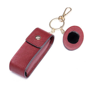 Étui à rouge à lèvres en cuir avec miroir et porte-clés, mini sac à rouge à lèvres en cuir / trousse de maquillage / étui à rouge à lèvres - Product Image 4