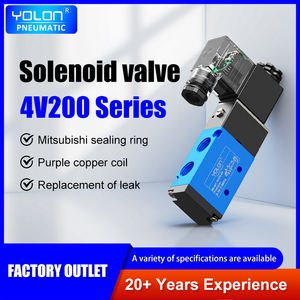 صمام هوائي كهربائي من سلسلة يولون 4V200، موزع 2/5 اتجاهات، نماذج ذات لوحة تحكم فردية 4V210-08 و4V220-08 و4V230C بجهد 24 فولت تيار مستمر - Product Image 2