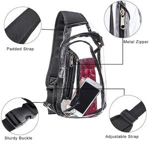Mochila de hombro cruzada de PVC transparente de alta resistencia para mujer, mochila de día de pecho informal aprobada por estadio, bandolera transparente - Product Image 3