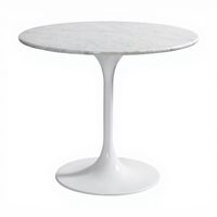 Table de salle à manger à base circulaire en panneau de densité blanche de conception moderne de haute qualité en gros