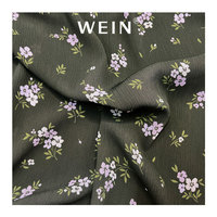WI-B05 Maßgeschneidertes Blumendesign Digitaldruck Hochwertiger Leichter 100% Polyester Schwarzgrüner Knitter-Chiffon-Stoff für Mädchen
