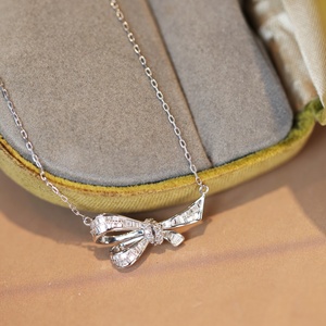 Xinfly Wholesale Fashion 18K <b>Solid</b> Gold Natural 0.26CT Butterfly Diamond <b>Necklace</b> for Women - Product Image 5
