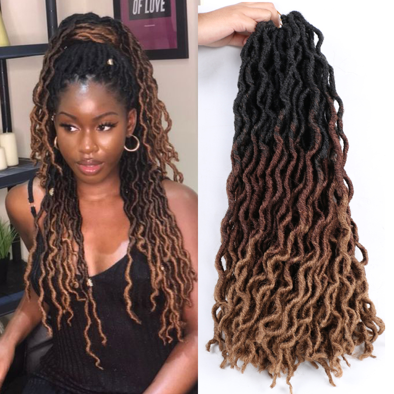 Gpsy Locs Tóc Mở Rộng Ombre Nâu 3Tone Màu Sắc Mới Giả Locs Crochet Bện Tóc