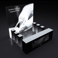 Stand d'exposition lumineux modulaire en aluminium 10x10 pieds avec espace de rangement, forme droite, conception gratuite pour salon professionnel