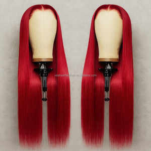Parrucca 100% Capelli Umani Vergini Rossi, Ingrosso Capelli Grezzi Cambogiani, Parrucca Frontale in Pizzo HD 13x4, Parrucche Rosse Calde con Onde Profonde per Donne Nere - Product Image 1