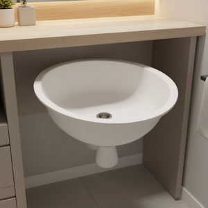 Lavabo Ovalado Moderno para Baño, 19x16, Porcelana Blanca Pura, Cerámica, Lavabo Bajo Encimera - Product Image 2