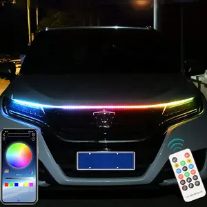 Factory LED Car Hood Lights Strip Flexible Auto Engine Cover Decoration Atmosphere Lamp Modified Car Hood Daytime Running Light