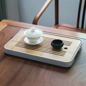 Chinese-style bamboo <b>tea</b> <b>tray</b>, water storage <b>tray</b>, dry brewing <b>tray</b>, rectangular draining <b>tray</b> made of Kung Fu bamboo, New - Product Image 2
