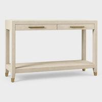 Table console élégante de haute qualité en cuir gaufré shagreen à 2 tiroirs pour la décoration du salon