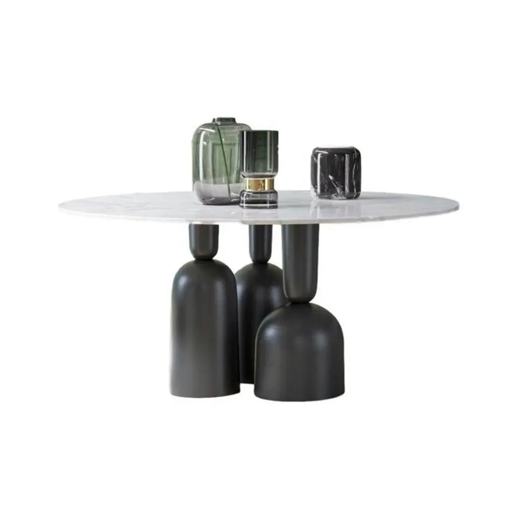 Base de madeira sólida, mesa de jantar italiana de luxo moderna para sala de jantar e mármore