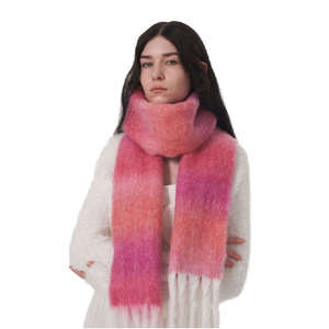 Écharpe en <span class=keywords><strong>mohair</strong></span> <span class=keywords><strong>de</strong></span> luxe légère au design original pour femmes, nouvelle collection hiver, couleur unie, dégradé, cache-cou en laine - Product Image 1