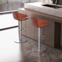 [En stock] Chaise de bar en cuir avec structure en acier, réglable en hauteur, pivotante, avec accoudoirs, design moderne, pour îlot de cuisine