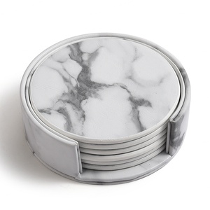 Sous-verre en cuir PU à prix d'usine, couleur personnalisée, avec base fixe - Product Image 2