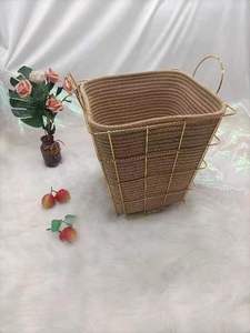 Panier en coton avec doublure vide pour cadeaux, panier <span class=keywords><strong>de</strong></span> rangement pour aliments, <span class=keywords><strong>fruits</strong></span>, pain, panier en fil fait à la main, bon marché, vente en gros - Product Image 4