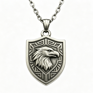Colgante de escudo de águila de aleación de zinc plateado, forma irregular, grabado en relieve, artesanía metálica, insignia de recuerdo, emblema - Product Image 5