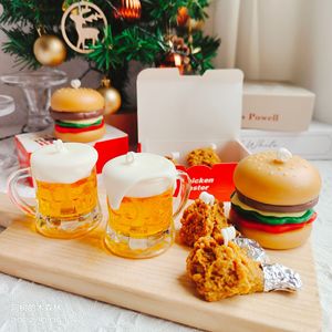 Velas Aromáticas con Forma de Cerveza, Cera de Soja + Cera de Gel, Diseño de Hamburguesa de Pollo Frito Hecho a Mano, Decoración de Dormitorio, Regalos, Recuerdos - Product Image 1