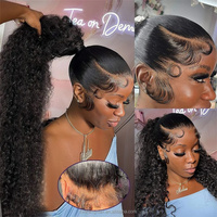Perruques Top Hair 360 sans colle, invisibles, à sangle réglable, lisses, avec dentelle transparente et cordon de serrage