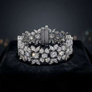 Classic Floral Diamond Bracelet in Gold with Leaf Inspired Designer Setting for Elegant Women Jewelry - Product Image 1